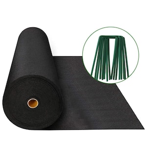 4 ft. x 150 ft. 2.3oz. Non-Woven Weed Barrier Landscape Fabric with 50 U-Shaped Securing Pegs