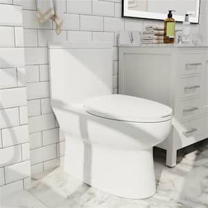 1-Piece 1.27 GPF Dual Flush Elongated Toilet in White