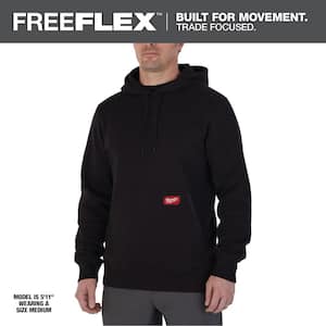 Men's Large Black Midweight Cotton/Polyester Long-Sleeve Pullover Hoodie