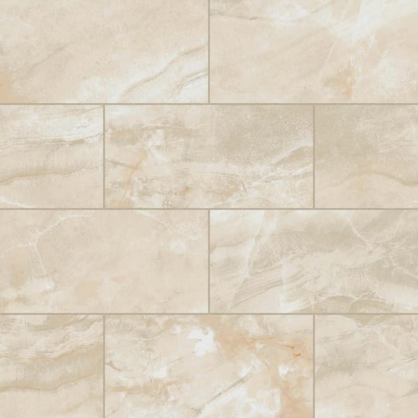 Bedrosians Sample-Gemma Rectangular 4 in. x 5 in. Polished Beige Onyx Porcelain Tile