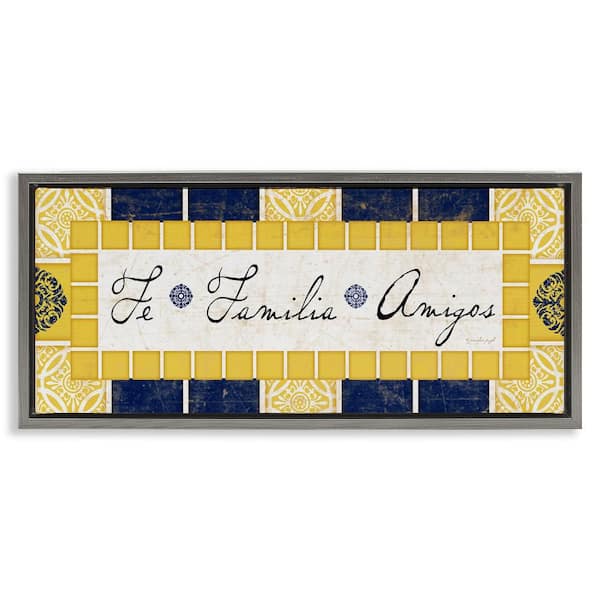Stupell Industries Faith Family Friends by Jennifer Pugh Gray Floater Frame Typography Graphic Art Print 14 in. x 31 in.