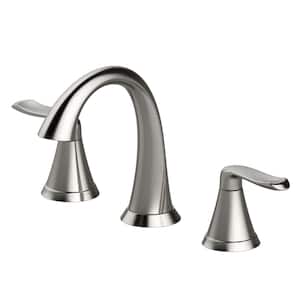 PICCOLO 8 in. Widespread 2-Handle Bathroom Faucet with Drain Assembly in Brushed Nickel