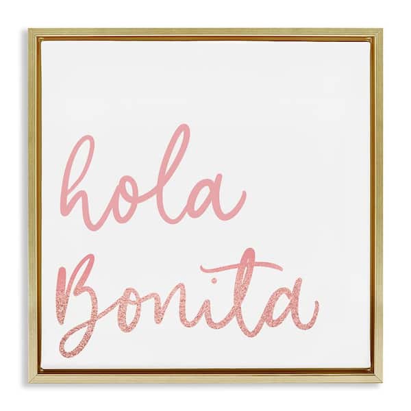 Stupell Industries Hello Beautiful Pink by SD Graphics Studio Gold Floater Frame Typography Graphic Art Print 18 in. x 18 in.