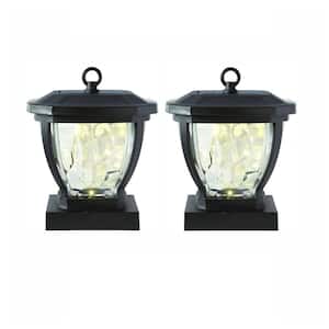 Solar Bronze Outdoor Integrated LED Deck Post Light with Water Glass Lens (2-Pack)