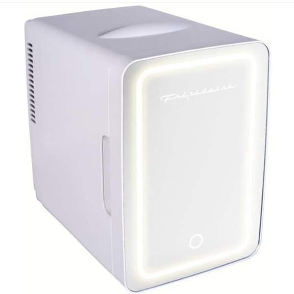 0.35 cu. ft. Portable Mini Fridge in White with Lighted Mirror Door without Freezer