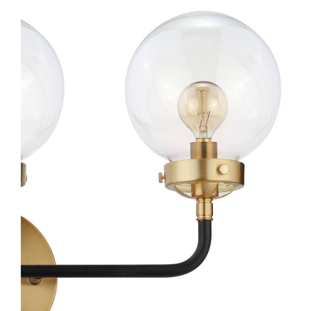 Caleb 3-Light 22" Antique Black & Brass Vanity Wall Sconce