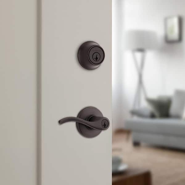Balboa Venetian Bronze Keyed Entry Door Handle and Single Cylinder Deadbolt Combo Pack featuring SmartKey and Microban