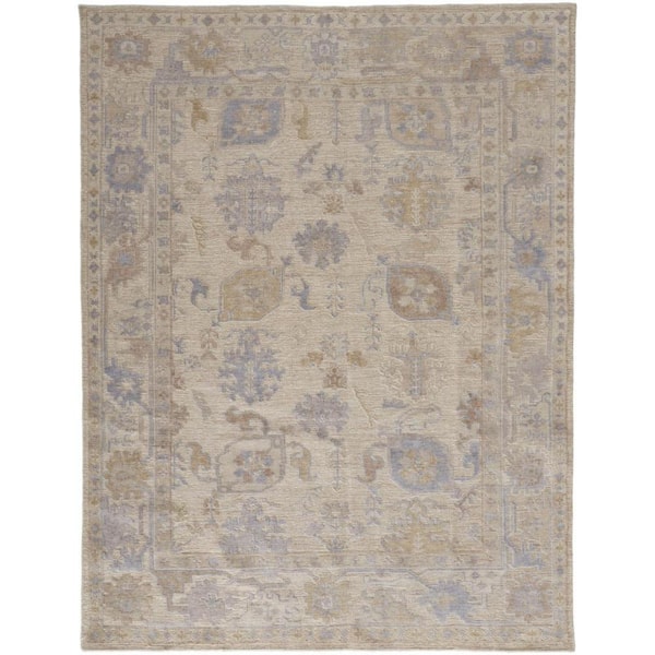 Beige and Blue 12 ft. x 15 ft. Abstract Indoor / Outdoor Area Rug