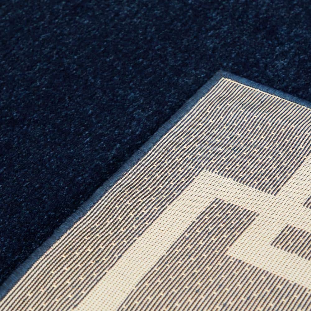 Navy and White Geometric Rectangular Easy Care Area Rug