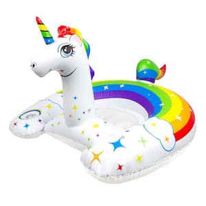 Rainbow Unicorn Inflatable Swimming Pool Float Ride-On Pool Rider Toy For Kids