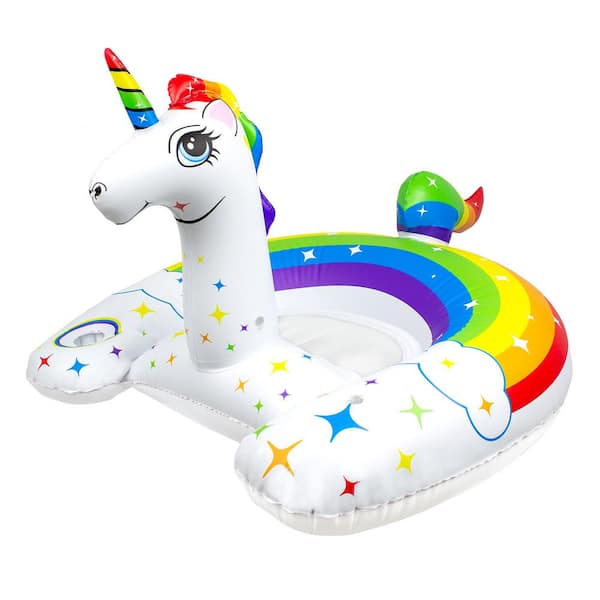 Poolmaster Rainbow Unicorn Inflatable Swimming Pool Float Ride-On Pool Rider Toy For Kids