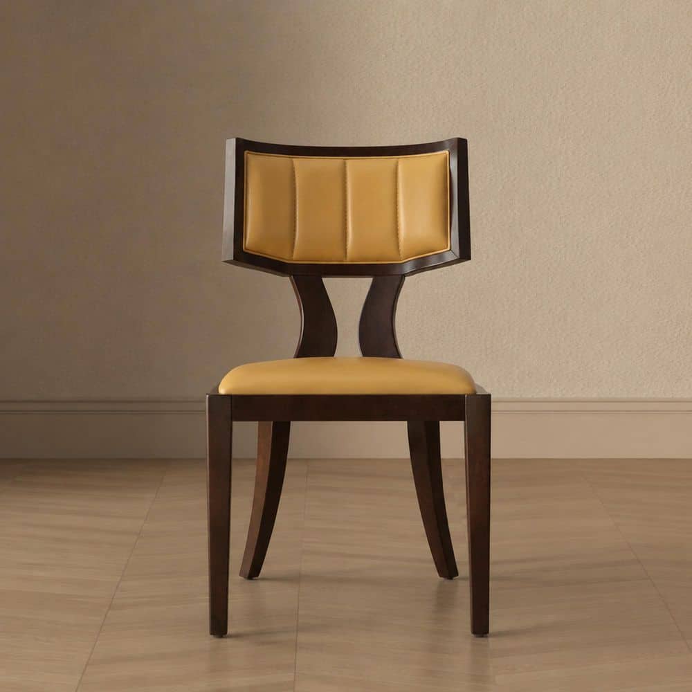 Pulitzer Camel and Walnut Faux Leather Upholstered Traditional Dining Chair (Set of 2)
