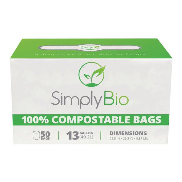 Buy Compostable Certified Tall Kitchen Trash Bags (13 Gallon x 50 Bags)  Heavy Duty, Plant-Based Unscented Trash Can Liners Thick and Strong Bags  Kitchen Bin, Office Garbage by Bimpact Global Now! Only $