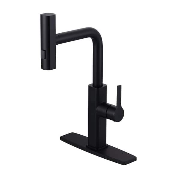 3 Modes Single Handle Pull Down Sprayer Kitchen Faucet in Matte Black