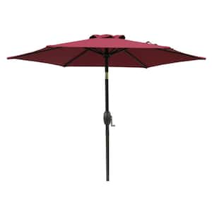 7.5 ft. Aluminum Pole Market Patio Umbrella with Crank And Push Button Til in Red