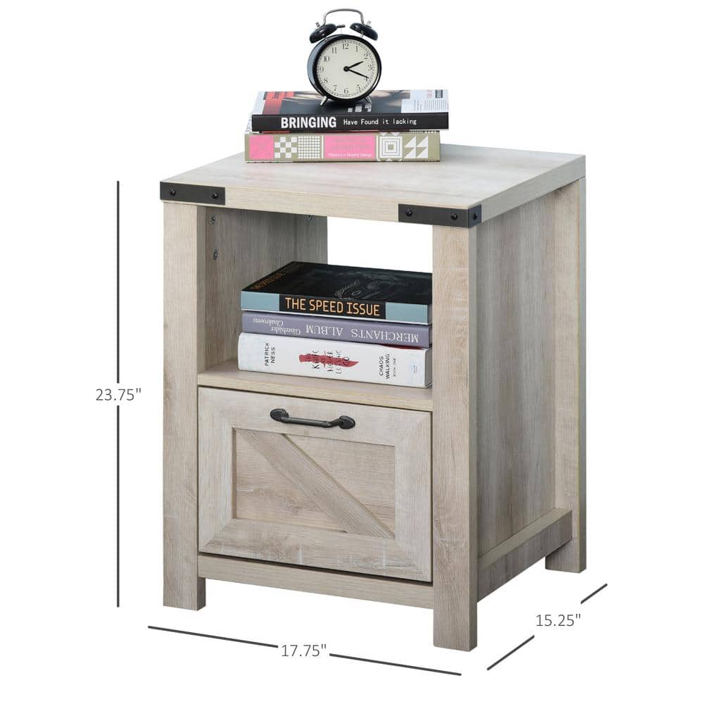 Industrial Oak Rectangular Side Table with Storage
