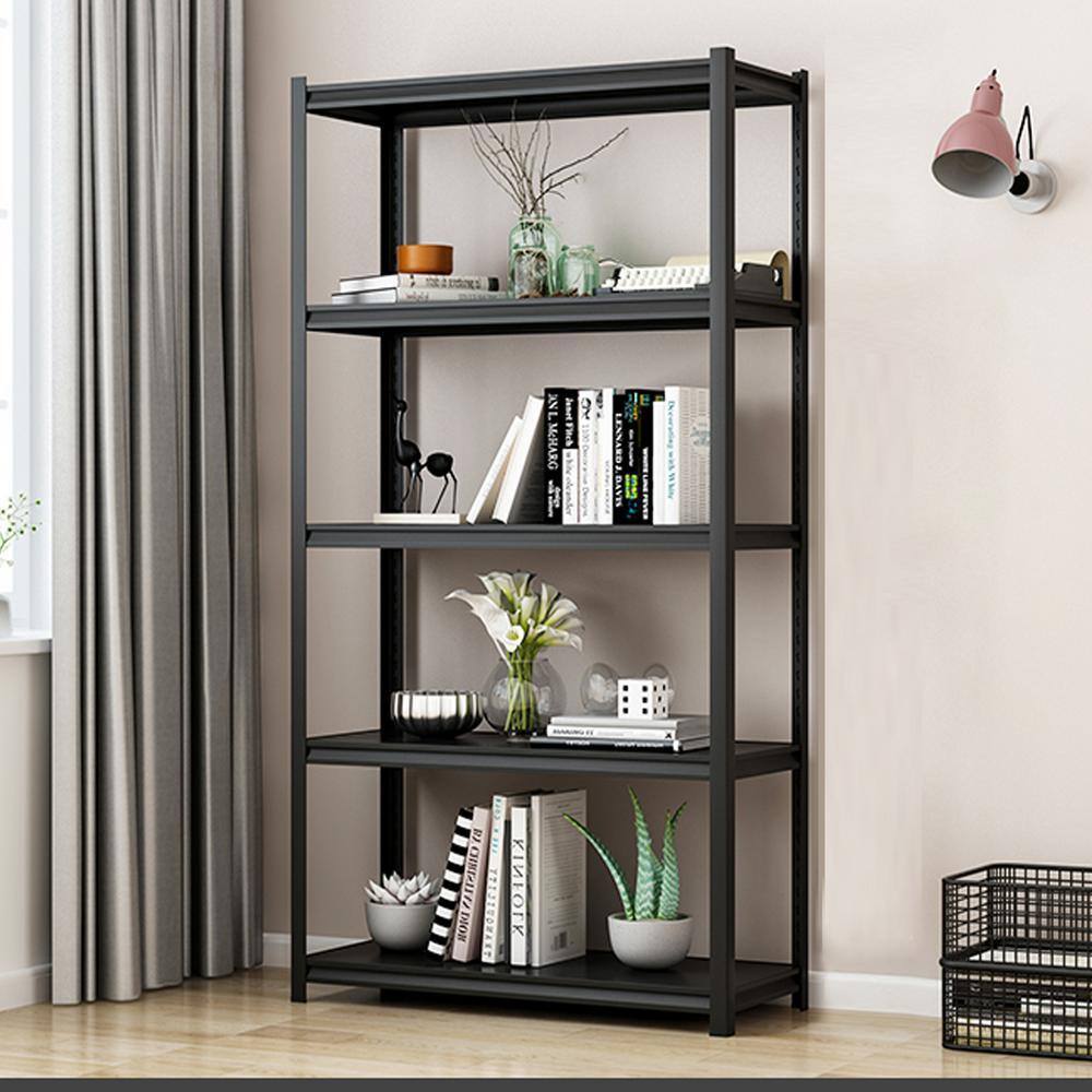Tileon 5-Tier Metal Shelf in Black 2000 lbs. Heavy Duty Storage