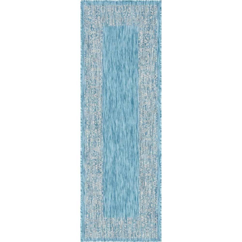 Outdoor Floral Border Aqua Blue 2 ft. x 6 ft. Runner Rug price history on PriceWatchPro