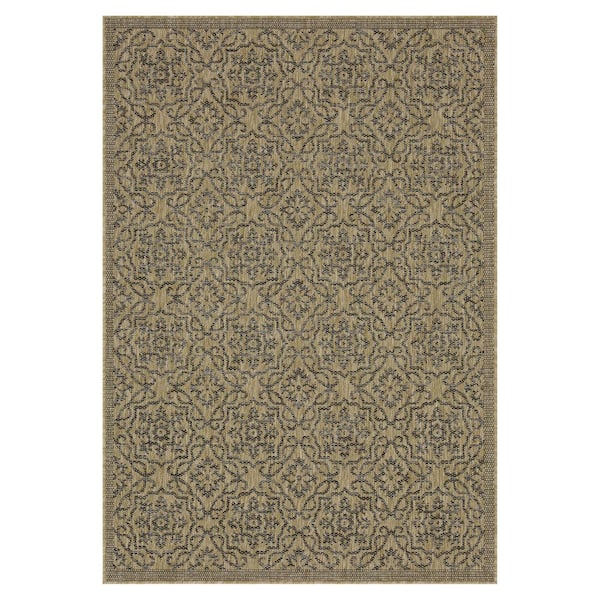 Eliza Jute and Black 8 ft. x 10 ft. Indoor/Outdoor Area Rug