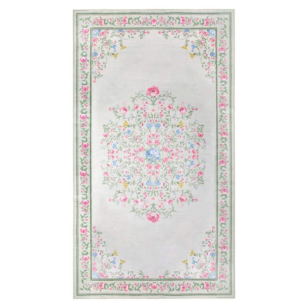 Bennetts 2 ft. X 3 ft. Ivory Pink Oriental Machine Washable Accent Rug price history on PriceWatchPro