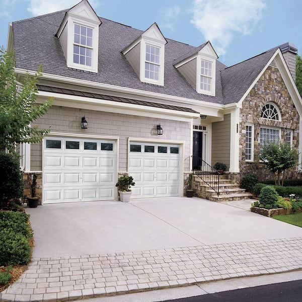 Classic Steel Short Panel 8 ft x 7 ft Insulated 12.9 R-Value  White Garage Door with Windows