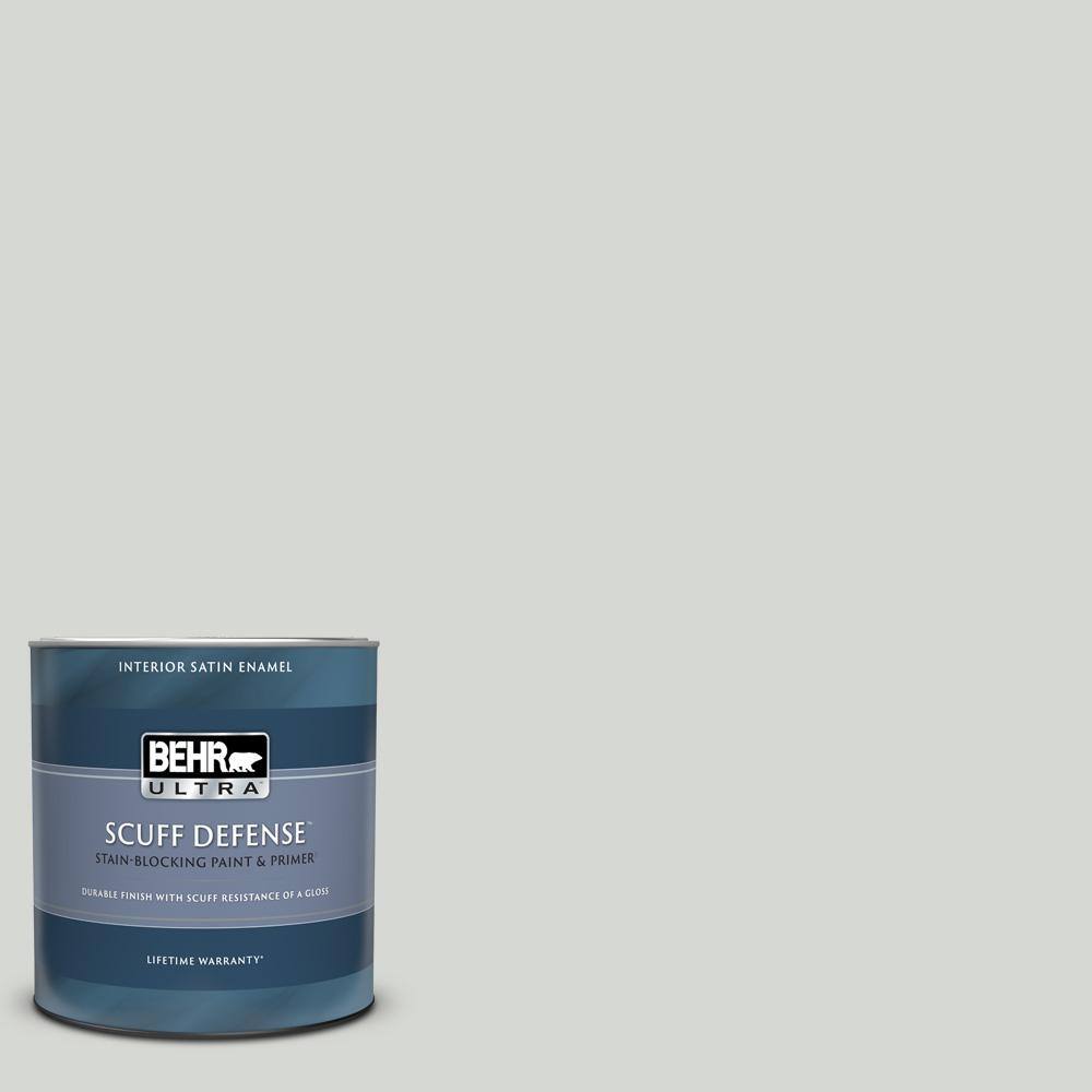 BEHR ULTRA 1 qt. PPU2513 Misty Coast Extra Durable Satin Enamel Interior Paint & Primer 775004