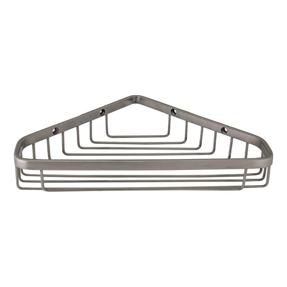 Satin Nickel Triangular Wall-Mounted Metal Shower Basket