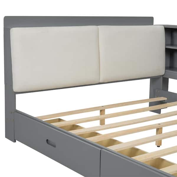 Harper & Bright Designs Gray Wood Frame Full Platform Bed