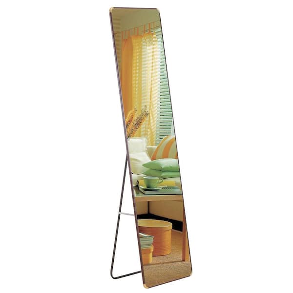 Unbranded 16.5 in. W x 60 in. H Rectangle Brown Framed Floor Standing Mirror, Wall Mounted Mirror for Bathroom, Bedroom