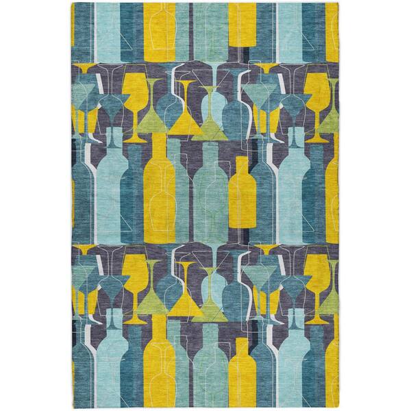 Dream Shag Premium Machine Washable Abstract ADS168 Blue 10 ft. x 14 ft. Area Rug