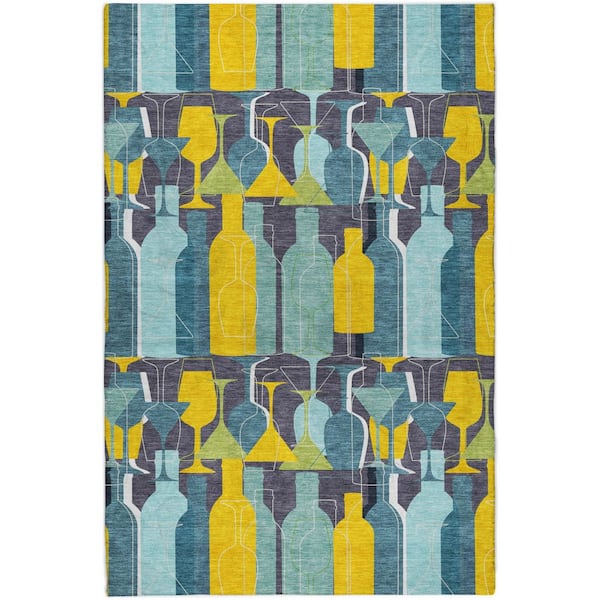 Dream Shag Premium Machine Washable Abstract ADS168 Blue 5 ft. x 7 ft. 6 in. Area Rug