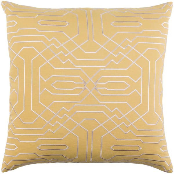 Livabliss Hermance Yellow Geometric Polyester 22 in. x 22 in. Throw Pillow