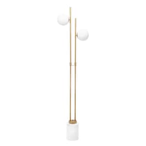 Preston 63 in. White Metal Contemporary Floor Lamp with Shade