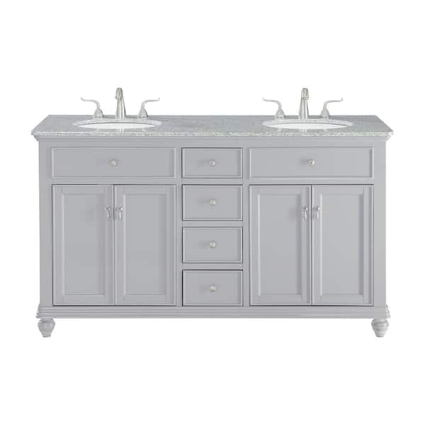 W Double Bathroom Vanity In Light Grey, 60 Double Sink Vanity Top