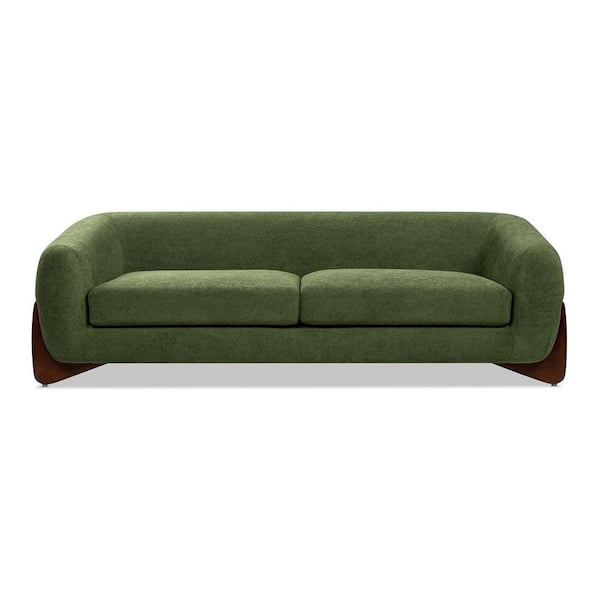Jennifer Taylor Alpine 90.5 in. Round Arm Modern Scandinavian Minimalist Fabric Rectangle Living Room Sofa Couch in Moss Green