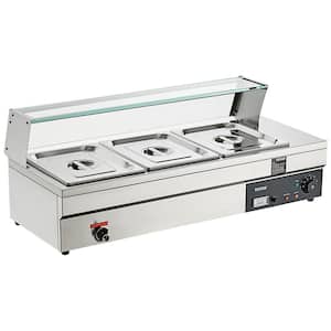 3-Pan Commercial Food Warmer 3 x 12 qt. Electric Steam Table 1500-Watts Countertop Stainless Steel Buffet Bain Marie