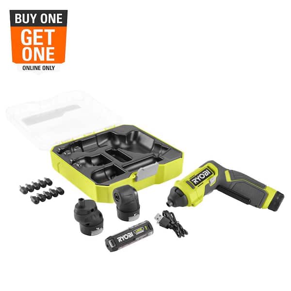 USB Lithium Multi-Head Screwdriver Kit w/2Ah Battery, Charging Cable, 10-Piece Bit Set, Case and 3-Interchangeable Heads