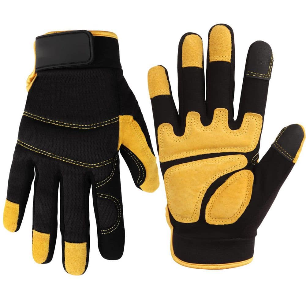 Synthetic Leather Utility Work Gloves Touchscreen Mechanic Protective Palm Breathable Flexible Durable Pair price history on PriceWatchPro