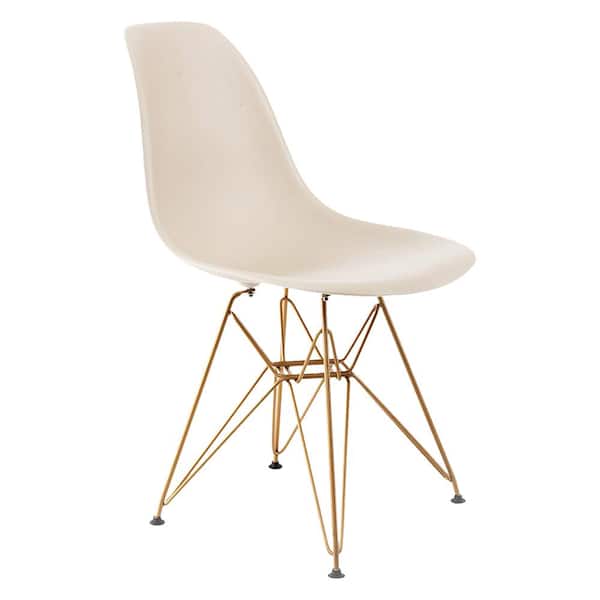 Design Guild Banks Beige Armless Side Chair with Gold Legs