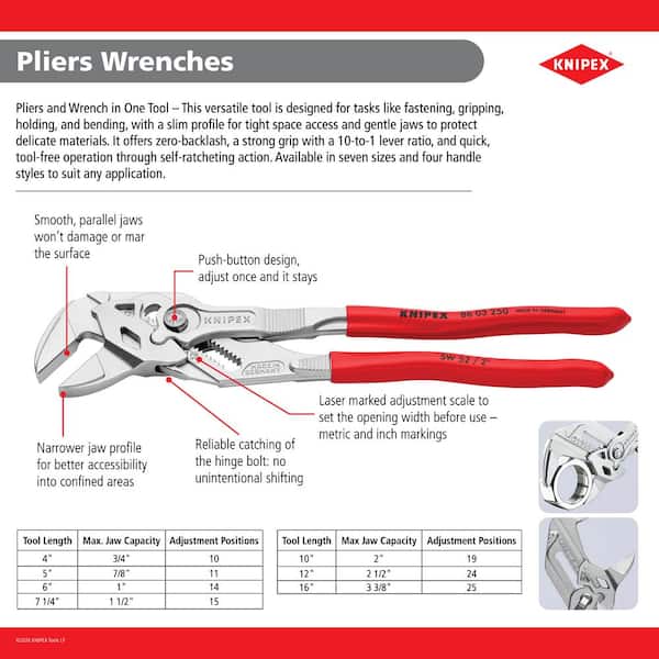 KNIPEX 7-1/4 in. Pliers Wrench with Comfort Grip Handles in Black