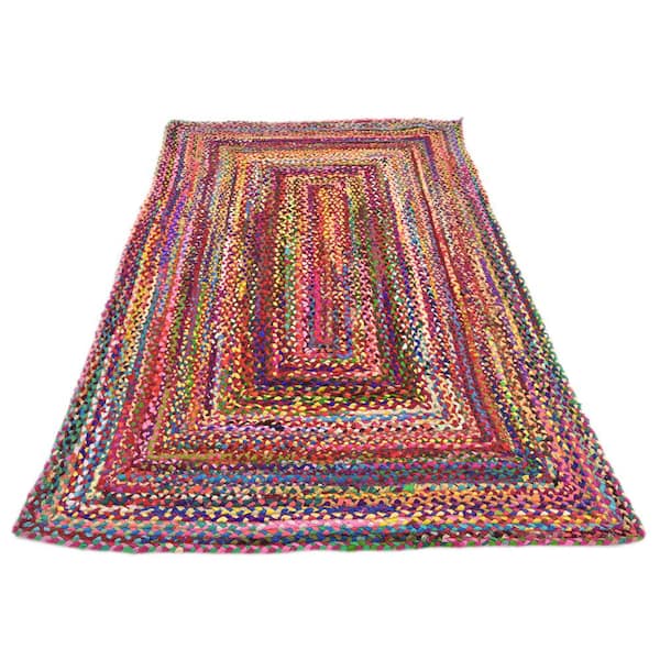  Homespice Chindi Red Oval Braided Rug and Funky Indoor Braided  Rugs 5x7.5', The Perfect Colorful Braided Chindi Rug and Handmade Chindi Rug  : Home & Kitchen