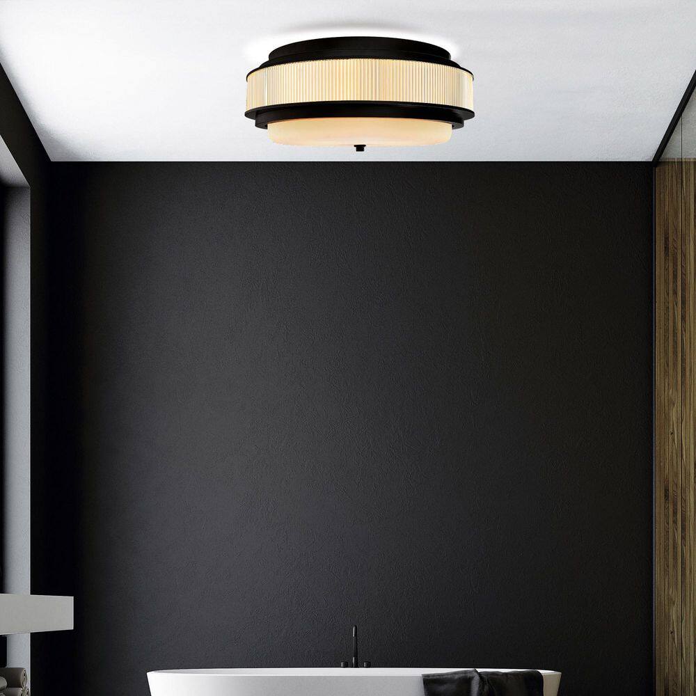 Valdivia Contemporary Black Glass 4-Light Flush Mount