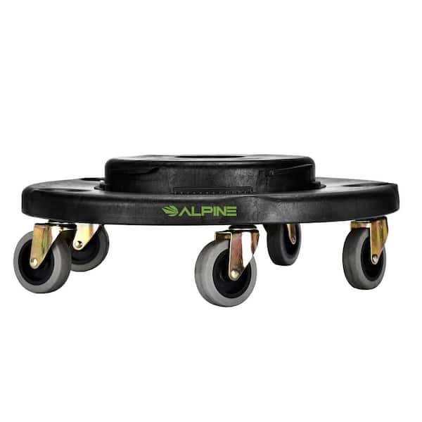Alpine Industries Universal Round Trash Can Dolly for 20 Gal. 32 Gal. 44 Gal. or 55 Gal. Trash Cans