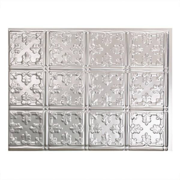 Fasade 18.25 in. x 24.25 in. Brushed Aluminum Traditional Style # 10 PVC Decorative Tile Backsplash