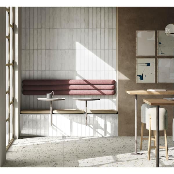 Ivox Vera Grey 3 in. x 16 in. Herringbone Glossy Porcelain Subway Wall Tile (7.1 sq. ft. /Case)