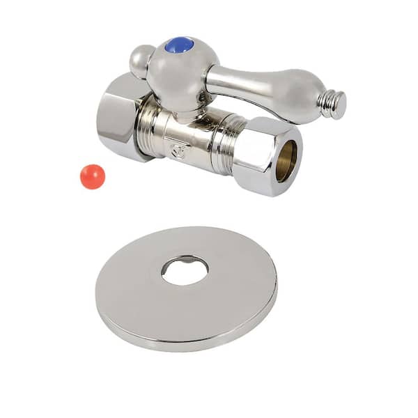 5/8 in. O.D Comp x 1/2 in. O.D Comp Brass Straight Shut Off Valve in Polished Nickel