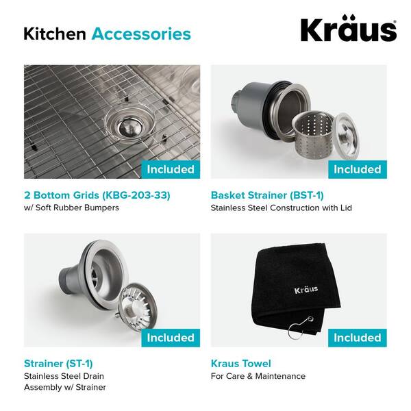 Kraus Standart Pro 16 Gauge Stainless Steel 36 In Double Bowl Farmhouse A Kitchen Sink Khf203 Kraus Standart Pro 16 Gauge Stainless, Kraus Farmhouse Sink 36