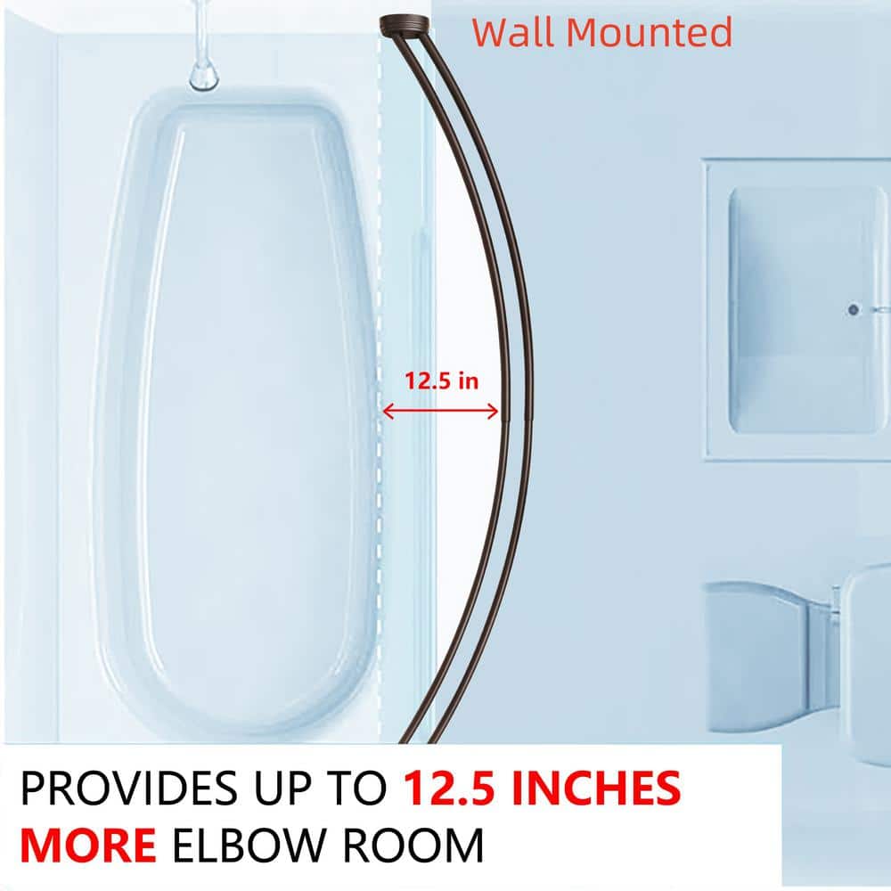 Bronze Wall Mounted Double Curved Aluminum Shower Rod