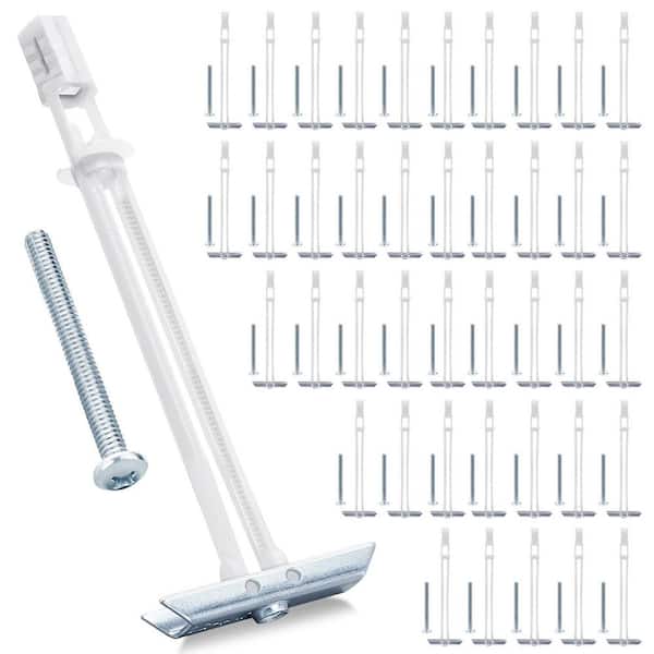 Heavy Duty Stainless Steel Drywall Anchors Kit with Bolts for 1/4 in. 20 Fastener Size for TV Mounting, White (42-Pack)