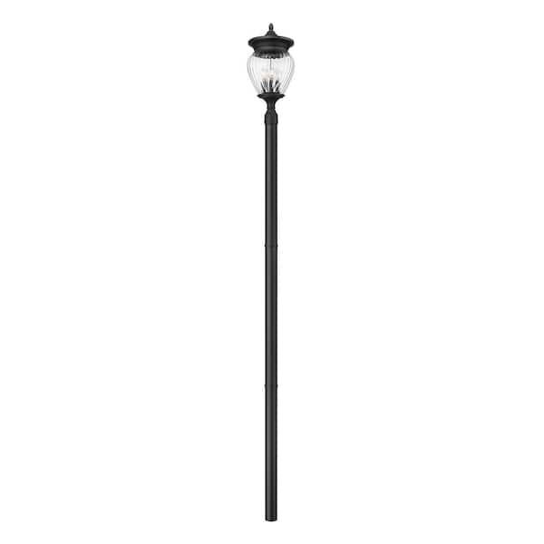 Filament Design Davina 4-Light Black Aluminum Hardwired Outdoor Marine Grade Post Light Set with no bulbs included